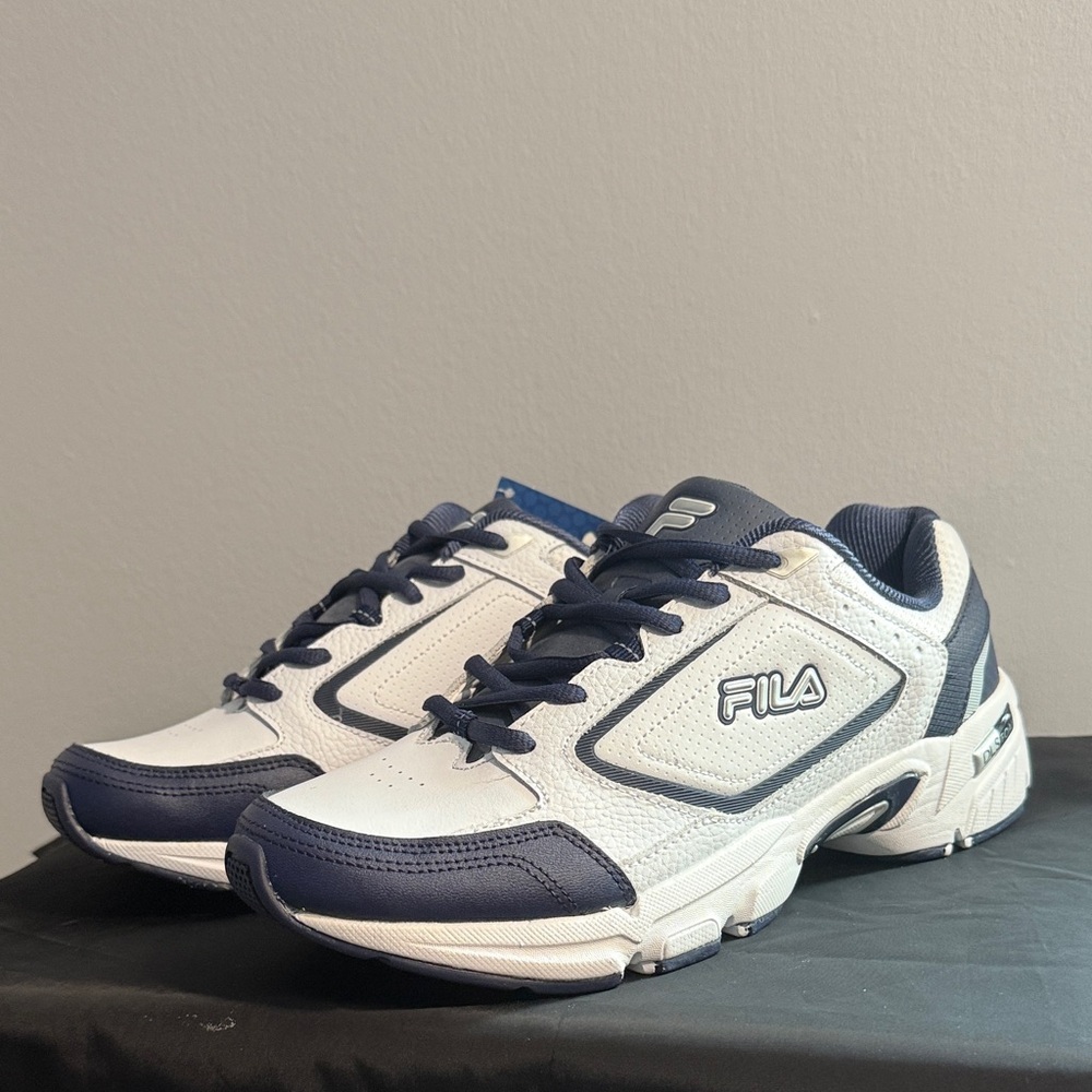 Fila Men's Classic White and Dark Blue Sneakers